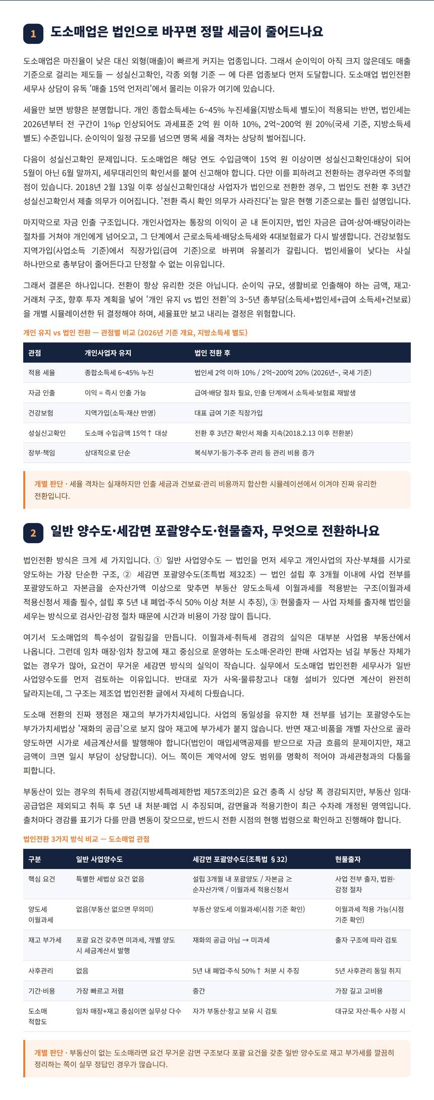 도소매업 법인전환 세무사 — 도소매업은 법인으로 바꾸면 정말 세금이 줄어드나요