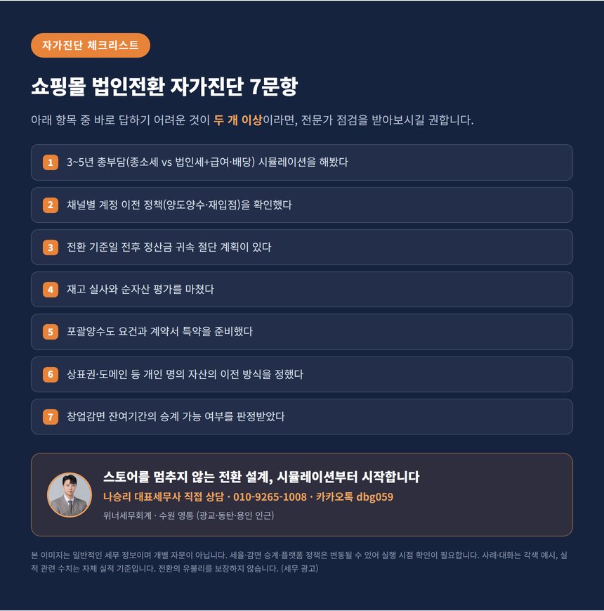 온라인쇼핑몰 법인전환 세무사 자가진단 체크리스트