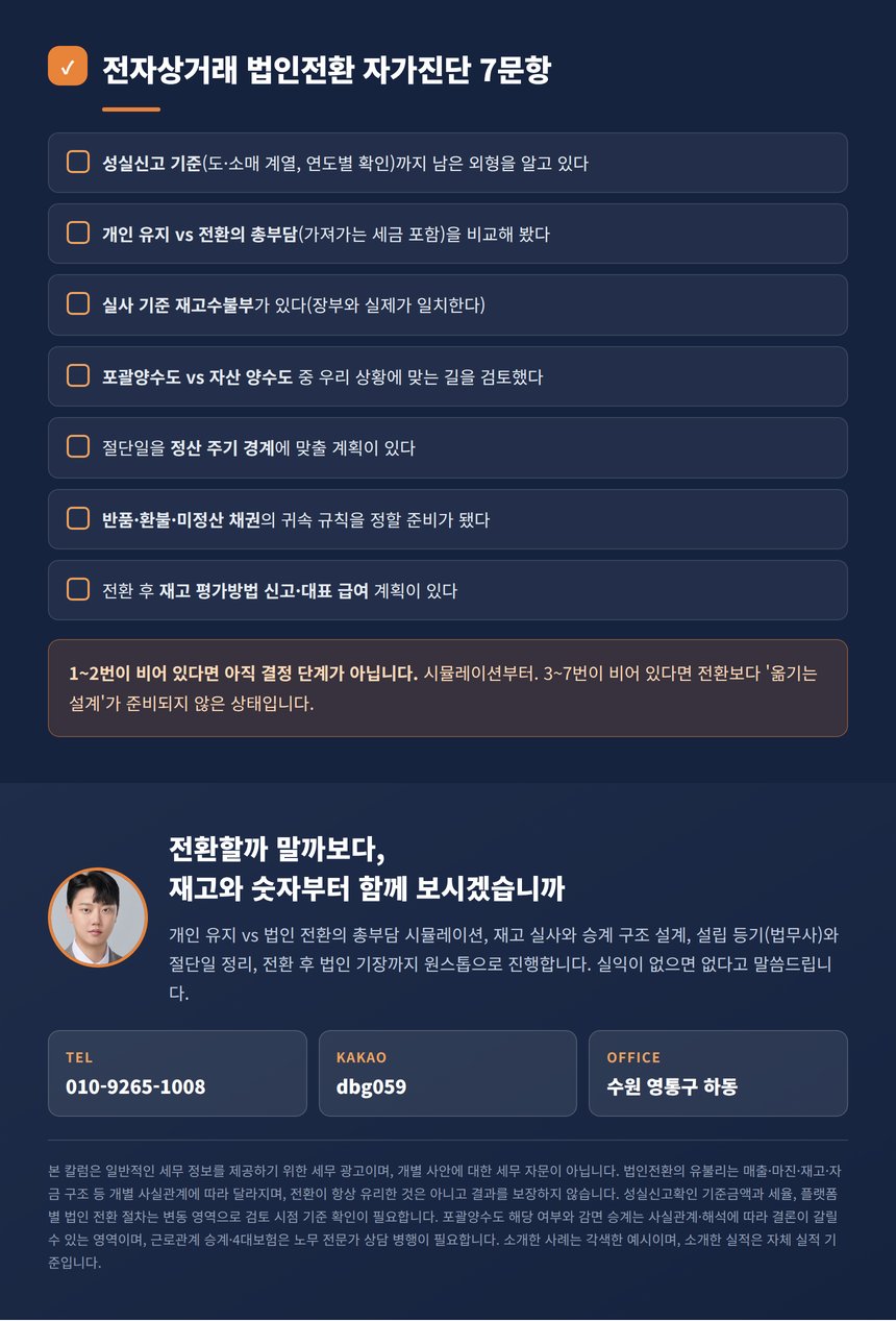 전자상거래 법인전환 자가진단 7문항과 원스톱 안내