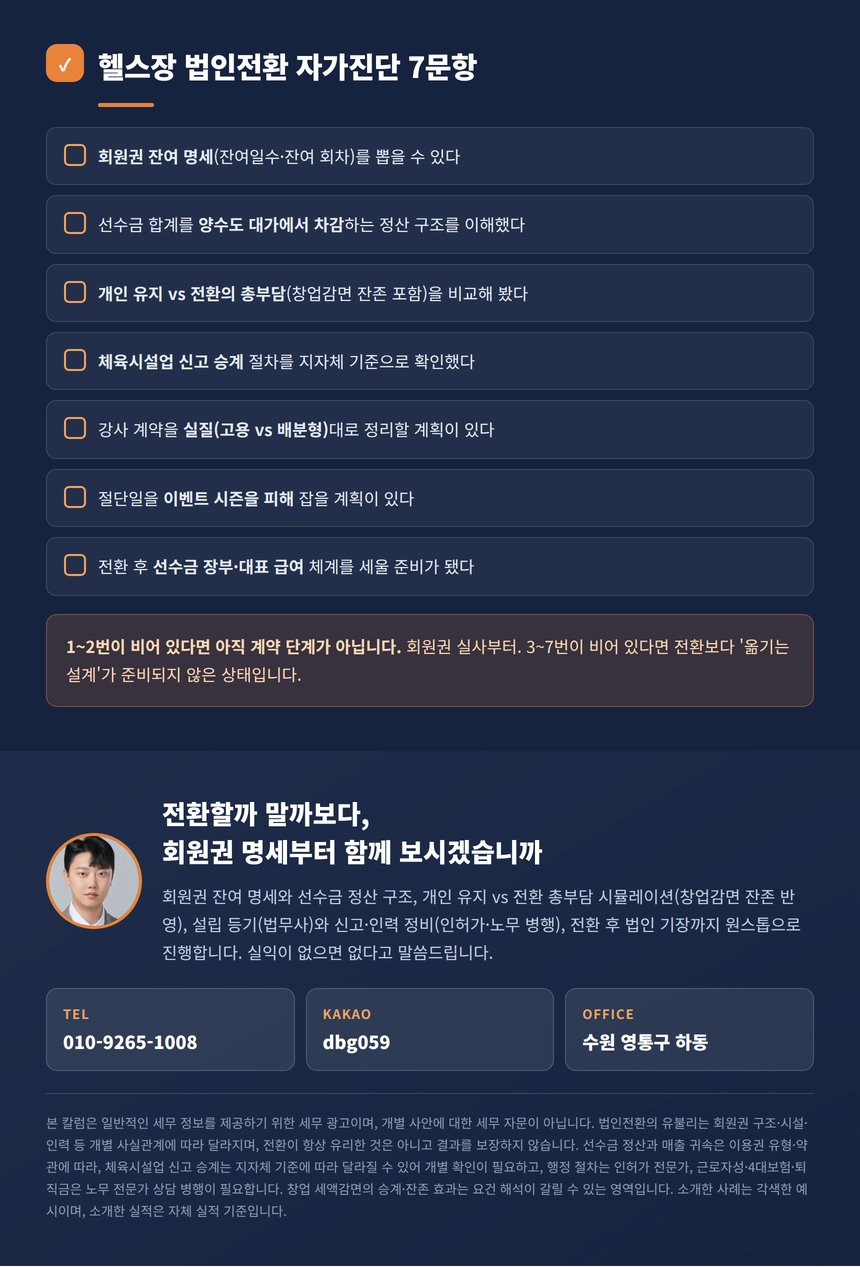 헬스장 법인전환 자가진단 7문항과 원스톱 안내