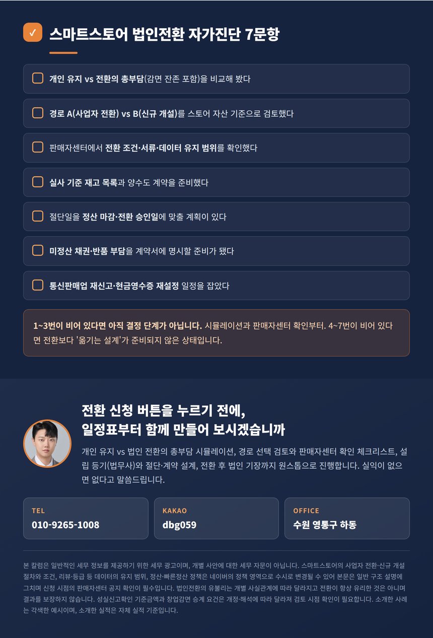 스마트스토어 법인전환 자가진단 7문항과 원스톱 안내