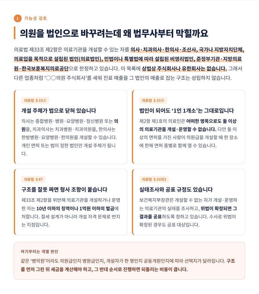 의료법 제33조 의료기관 개설 주체 정리