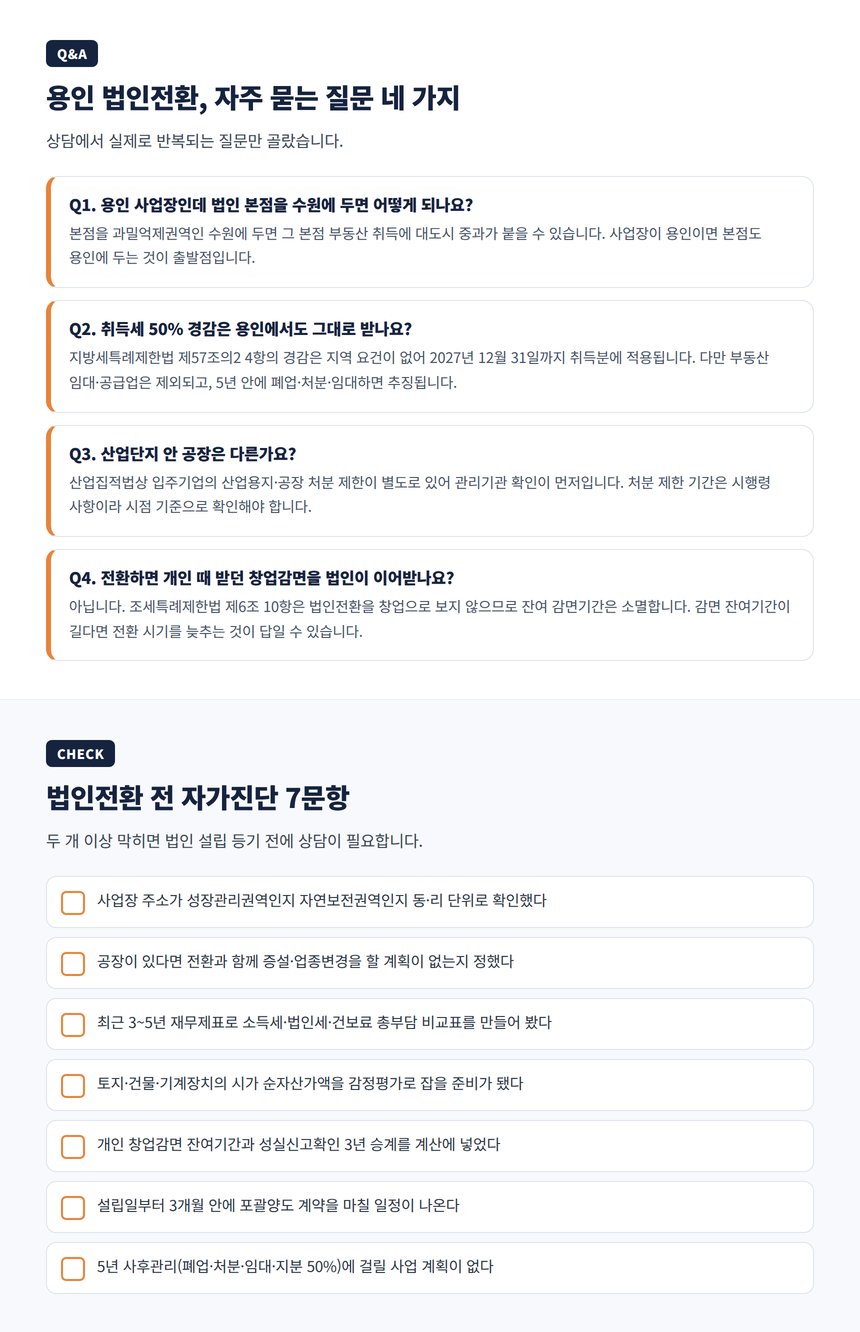 용인 법인전환 자주 묻는 질문과 자가진단 체크리스트