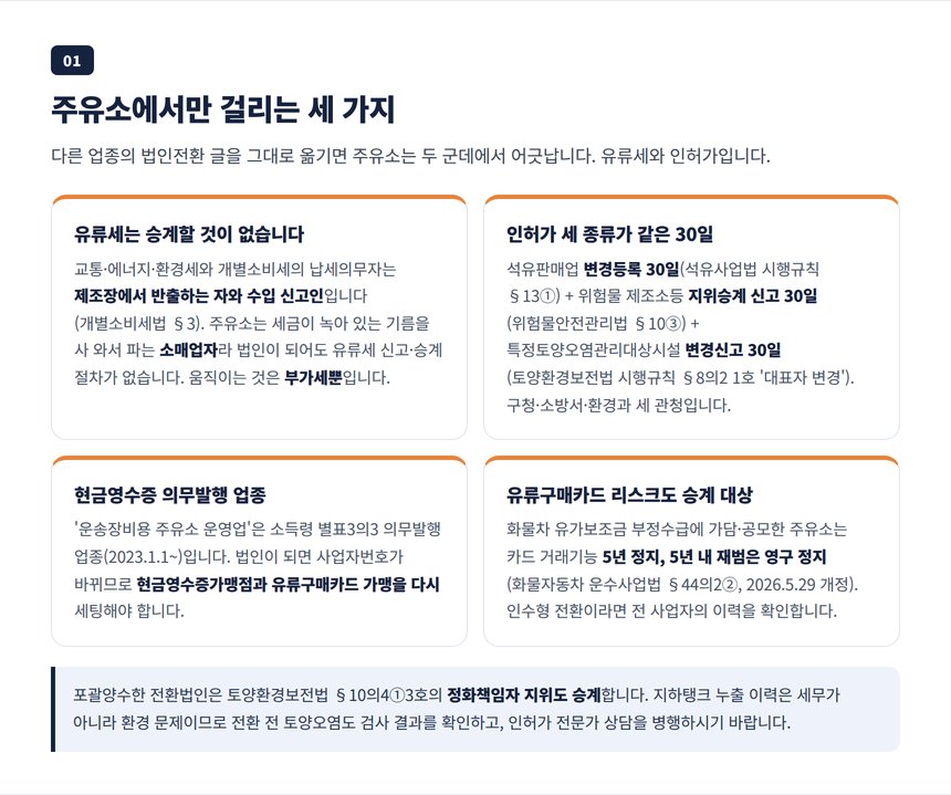 주유소에서만 걸리는 지점, 유류세 납세의무자와 인허가 세 종류, 현금영수증 의무발행
