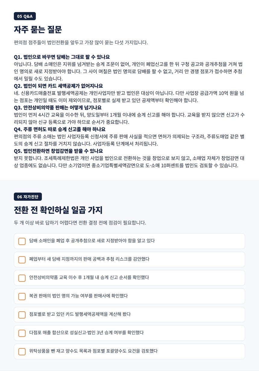 편의점 법인전환 자주 묻는 질문과 자가진단 체크리스트