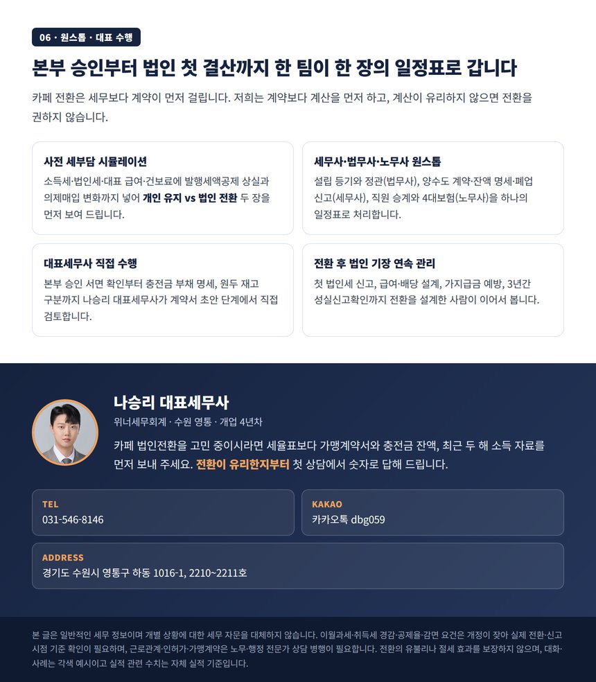 세무사·법무사·노무사 원스톱 팀과 대표세무사 직접 수행 안내