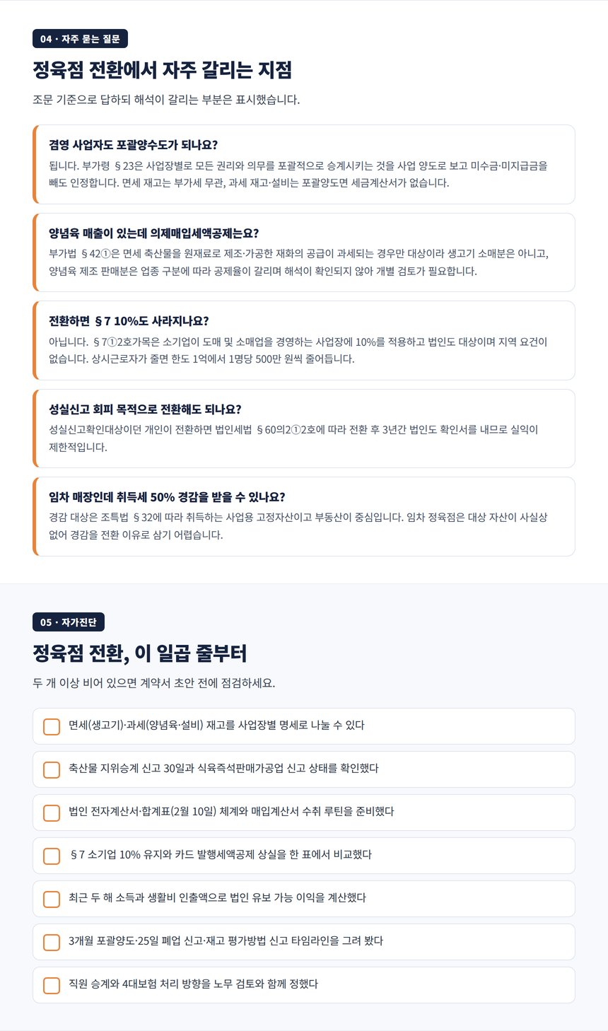 정육점 법인전환 자주 묻는 질문과 자가진단
